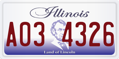 IL license plate A034326