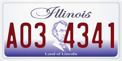 IL license plate A034341