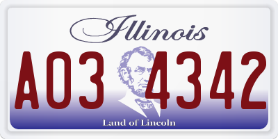 IL license plate A034342