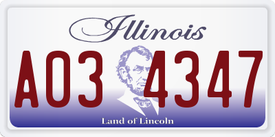 IL license plate A034347