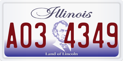 IL license plate A034349
