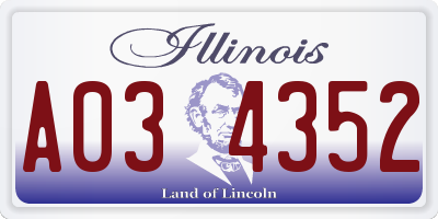 IL license plate A034352