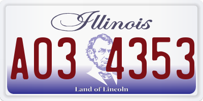 IL license plate A034353