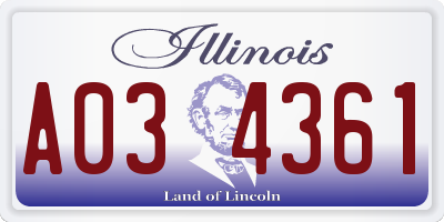 IL license plate A034361