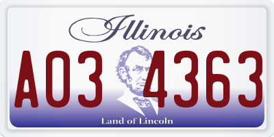 IL license plate A034363