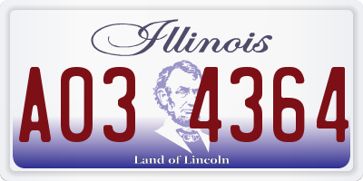 IL license plate A034364