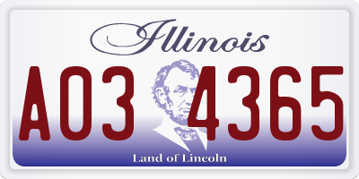 IL license plate A034365