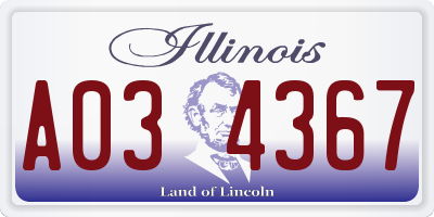 IL license plate A034367