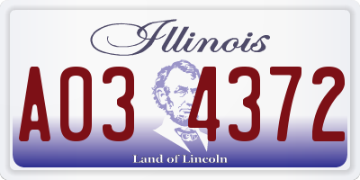IL license plate A034372