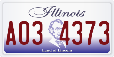 IL license plate A034373