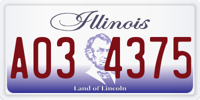 IL license plate A034375