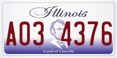 IL license plate A034376