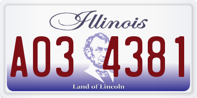 IL license plate A034381