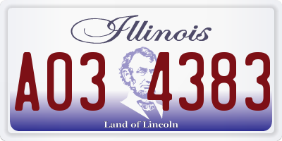 IL license plate A034383