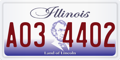 IL license plate A034402