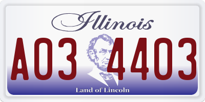 IL license plate A034403