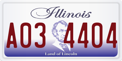 IL license plate A034404