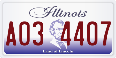 IL license plate A034407