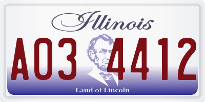 IL license plate A034412