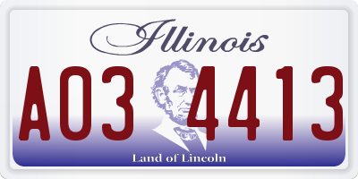 IL license plate A034413