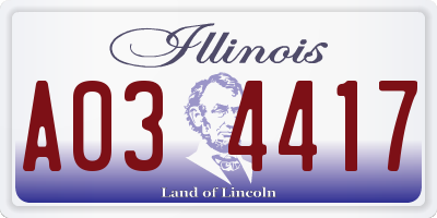 IL license plate A034417