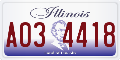 IL license plate A034418