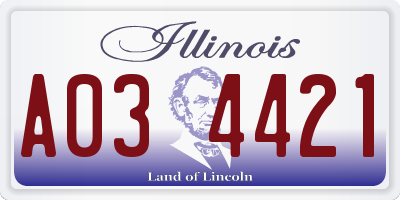 IL license plate A034421