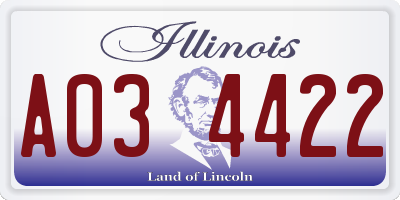 IL license plate A034422