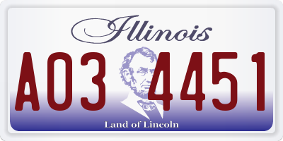 IL license plate A034451
