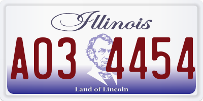 IL license plate A034454