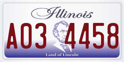 IL license plate A034458