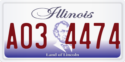 IL license plate A034474