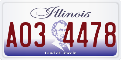 IL license plate A034478