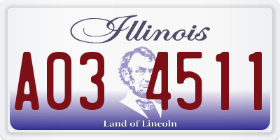 IL license plate A034511