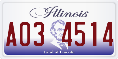 IL license plate A034514