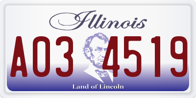 IL license plate A034519