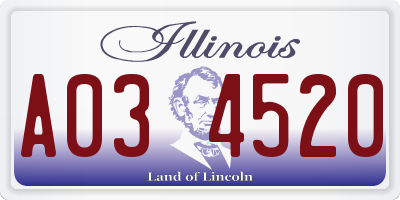 IL license plate A034520