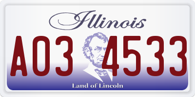 IL license plate A034533