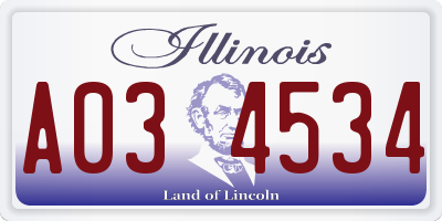 IL license plate A034534