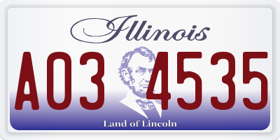 IL license plate A034535