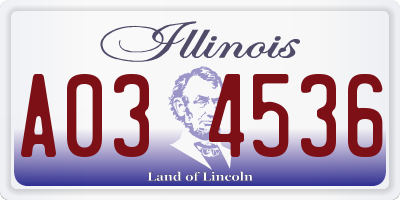 IL license plate A034536