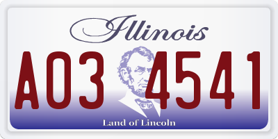 IL license plate A034541