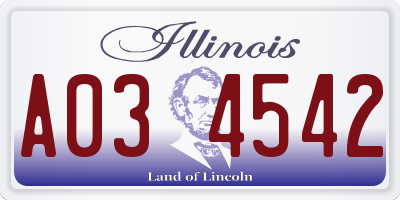 IL license plate A034542