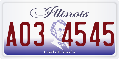 IL license plate A034545