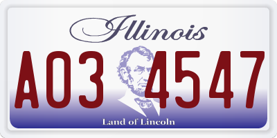 IL license plate A034547