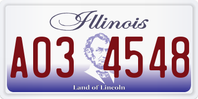 IL license plate A034548