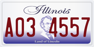 IL license plate A034557