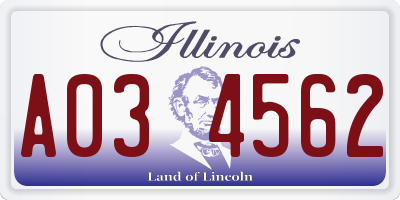 IL license plate A034562