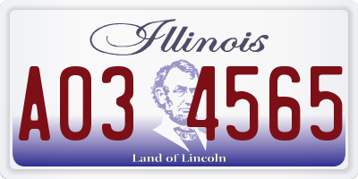 IL license plate A034565