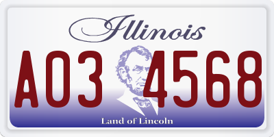 IL license plate A034568
